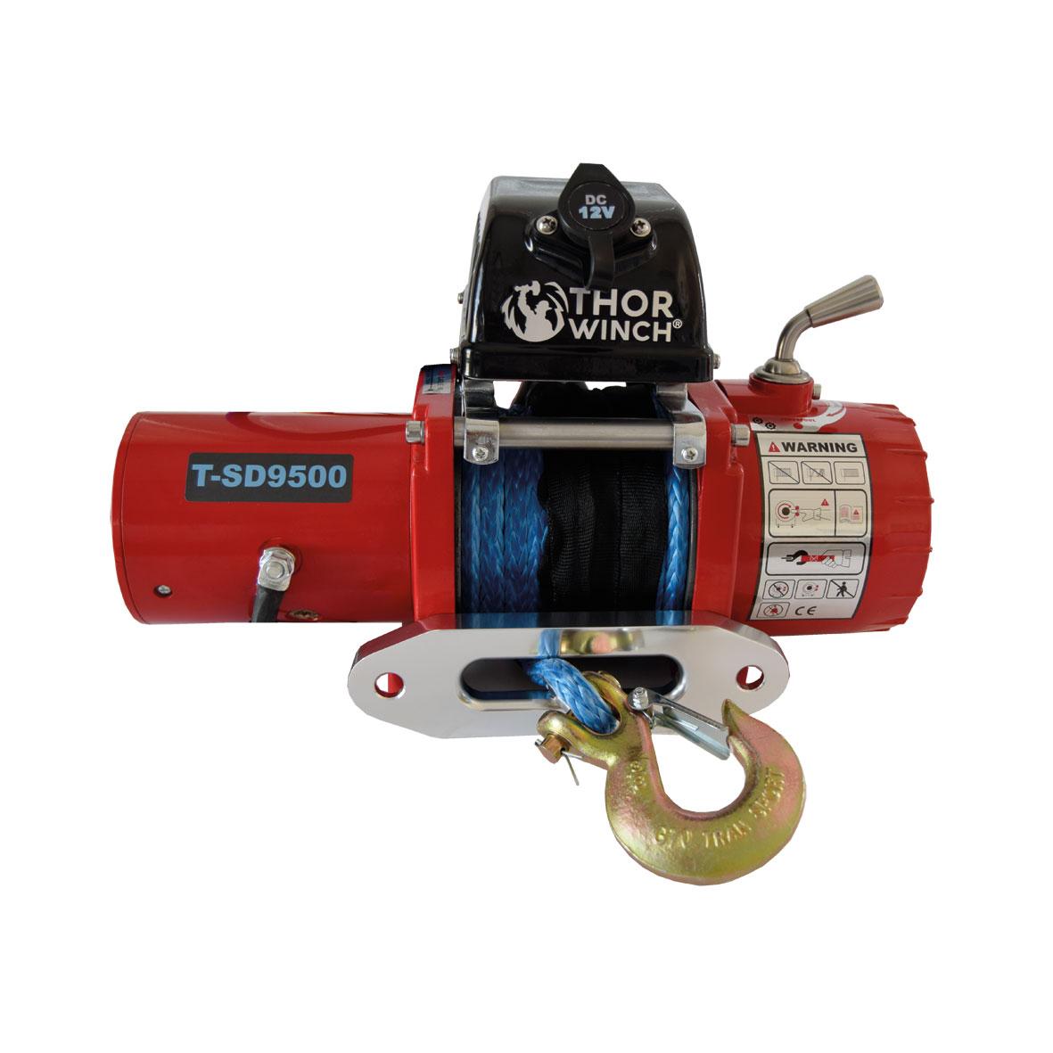 Trækspil 4309Kg 12V Thor Winch T-SD9500 Short Drum, syntetisk reb Ø9,2mm x 14m