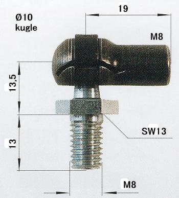 Kugleled WG S10x19 til GF10/22 M8/M8 Stål (280913)