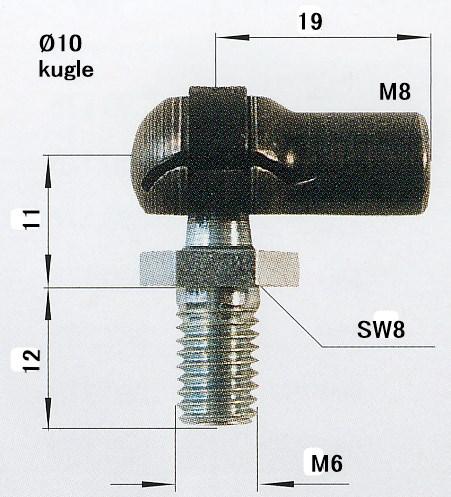 Kugleled WG S10x19 til GF10/22 M8/M6 Stål (280912)