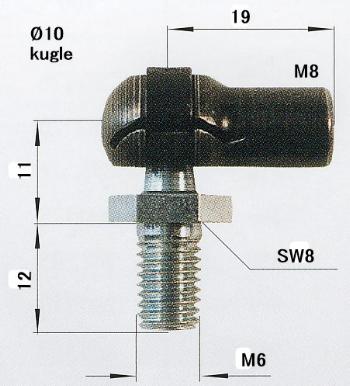 Kugleled WG S10x19 til GF10/22 M8/M6 Stål (280912)