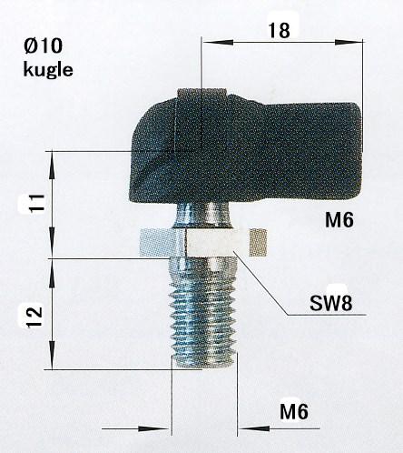 Kugleled WG S10x18 til GF8/19 M6/M6 plast (669055)
