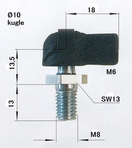 Kugleled WG S10x18 til GF8/19 M6/M8 plast (668664)