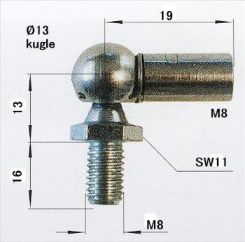 Kugleled WG CS13X19 til GF10/22 M8/M8Stål (280929)