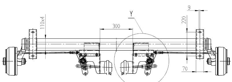 Aksel BL1800-9 1800Kg med trykluftbremser A1530 C2030 (Lagersalg)