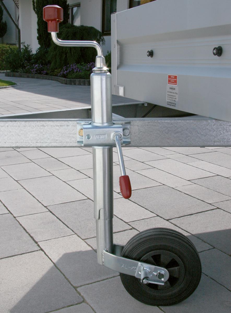 Støttehjul Ø48mm 150Kg AL-KO PINSTOP med bremse, 200x50mm hjul gummi/plast