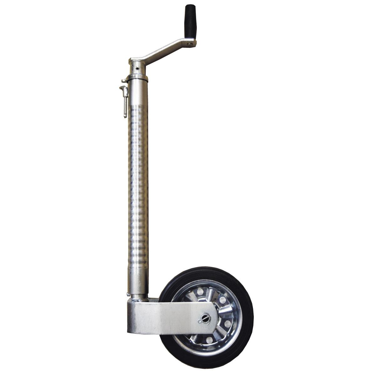 Støttehjul Ø48mm 500Kg rillet, længde 518mm, 228x55mm hjul gummi/stål