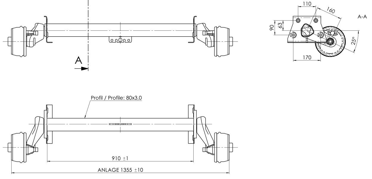 Aksel B850-2 A910 C1355, 750Kg 100x4 (Lagersalg)