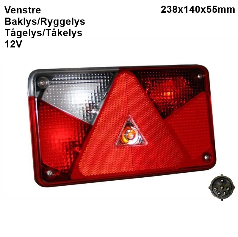 Baglygte Aspöck Multipoint 5 venstre tåge og baklys 8-pol stik