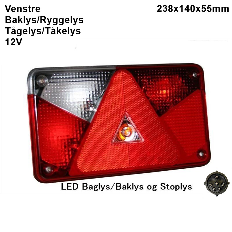 Baglygte Aspöck Multipoint 5 LED venstre tåge og baklys 8-pol stik