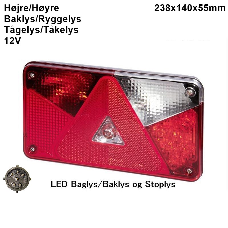 Baglygte Aspöck Multipoint 5 LED højre tåge og baklys 8-pol stik