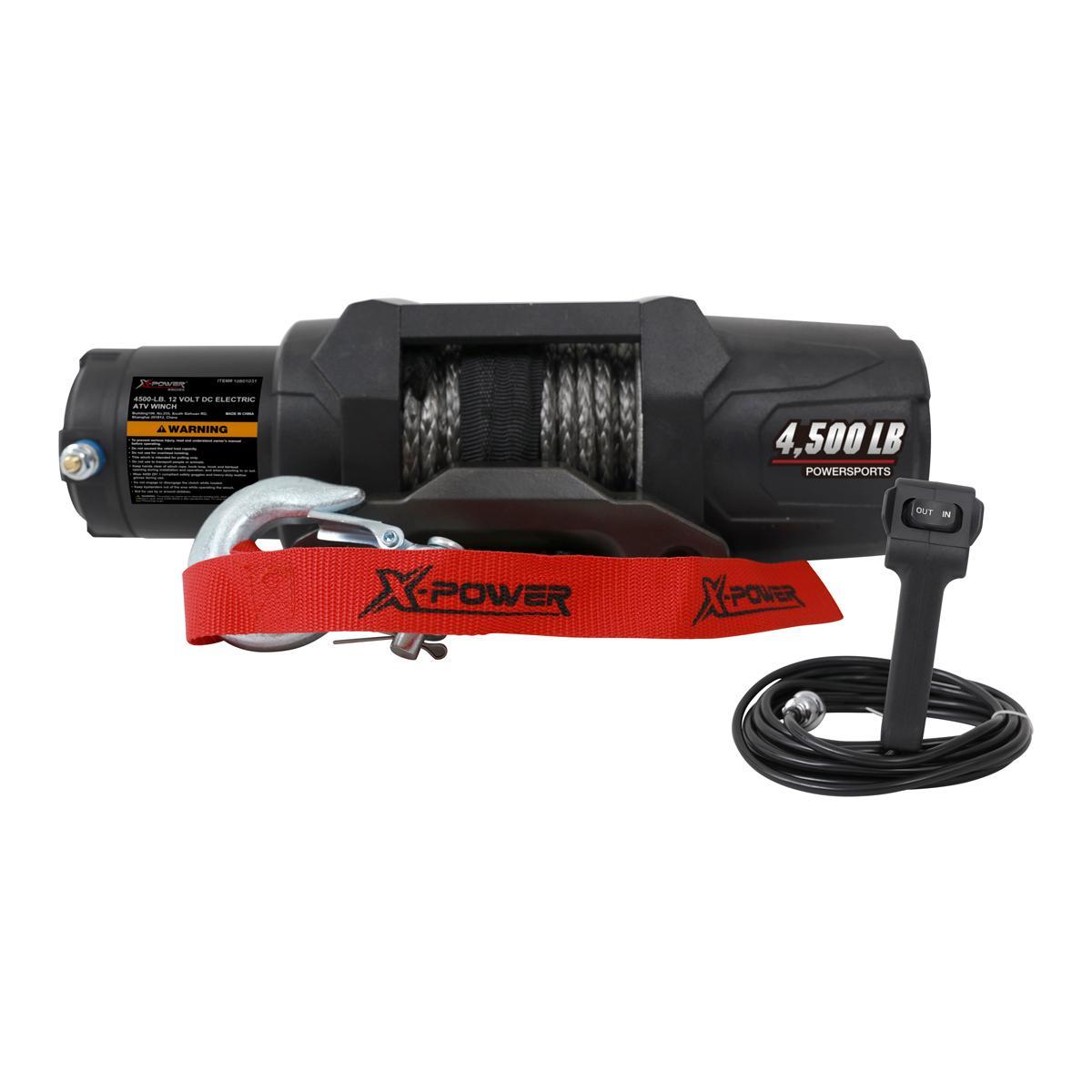 Trækspil 2041Kg 12V X-Power 4500, syntetisk reb: Ø6mm x 15m (Lagersalg)